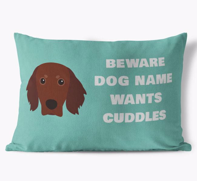 Beware of Cuddles: Personalized {breedFullName} Soft Touch Pillow